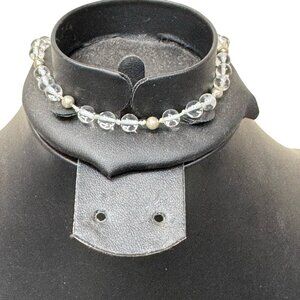 Vintage Double Knotted Clear Quartz Sterling Silver 925 Beaded Bracelet Beads 8"